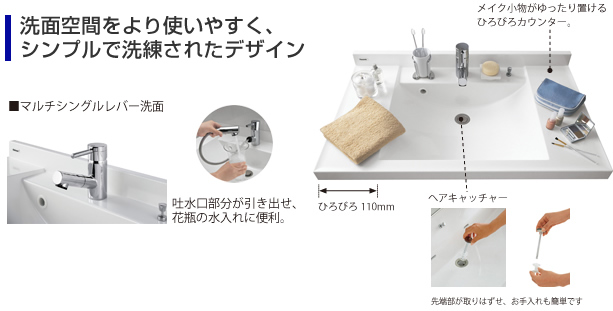 洗面空間をより使いやすく、シンプルで洗練されたデザイン