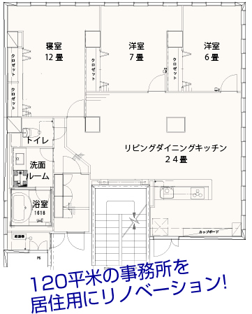 120平米の事務所を居住用にリノベーション!