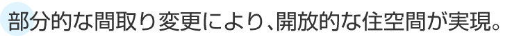 部分的な間取り変更により、開放的な住空間が実現