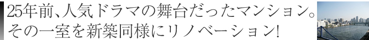 25年前、人気ドラマの舞台だったマンション。その一室を新築同様にリノベーション!